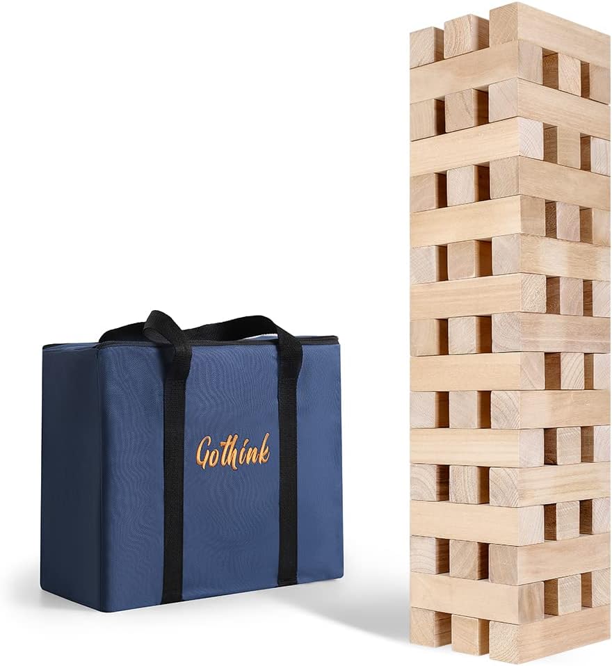 Giant Tumbling Tower Game with 51 Wooden Blocks for Fun