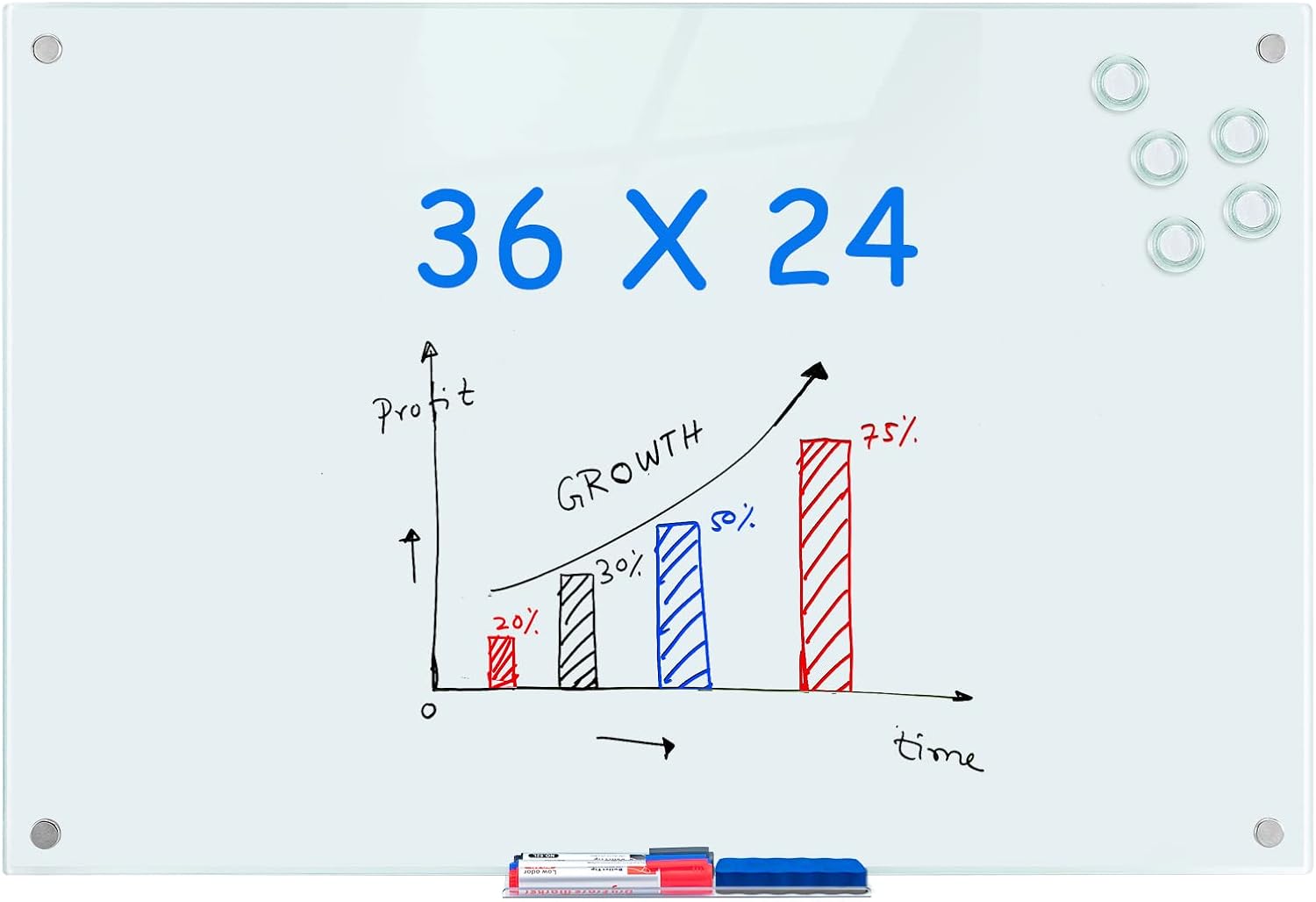 maxtek Magnetic Glass Dry Erase White Board for Home Office