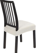 Cream Stripe Stretch Dining Chair Seat Covers Set of 6 - Rear-Covered