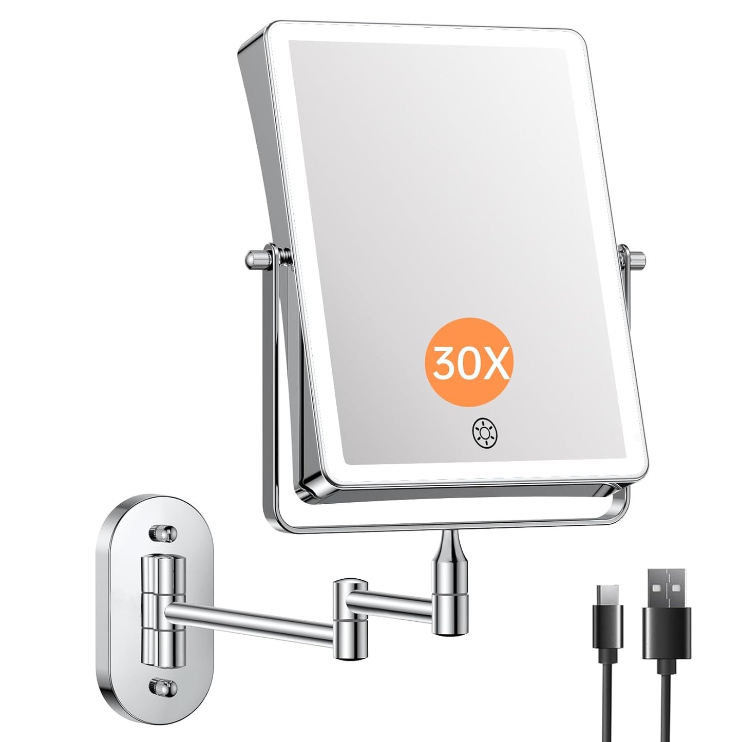 FASCINATE Rechargeable Wall Mounted Makeup Mirror with Light