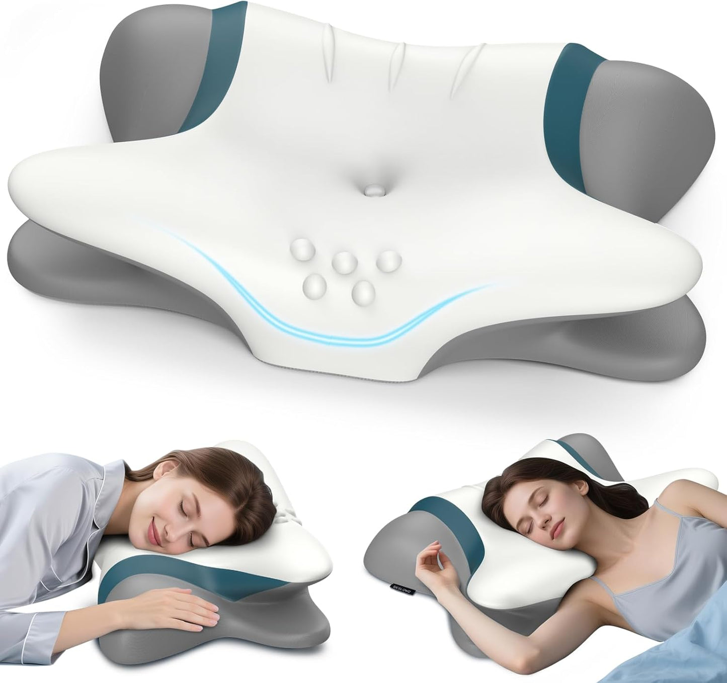 Cervical Neck Pillow for Pain Relief - Ergonomic Side Sleeper