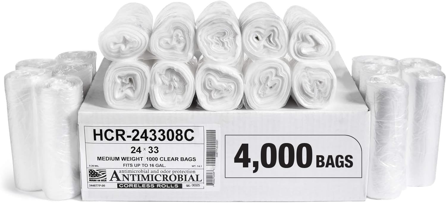 High Density Trash Bags 16 Gallon Clear 4000 Count for All Needs