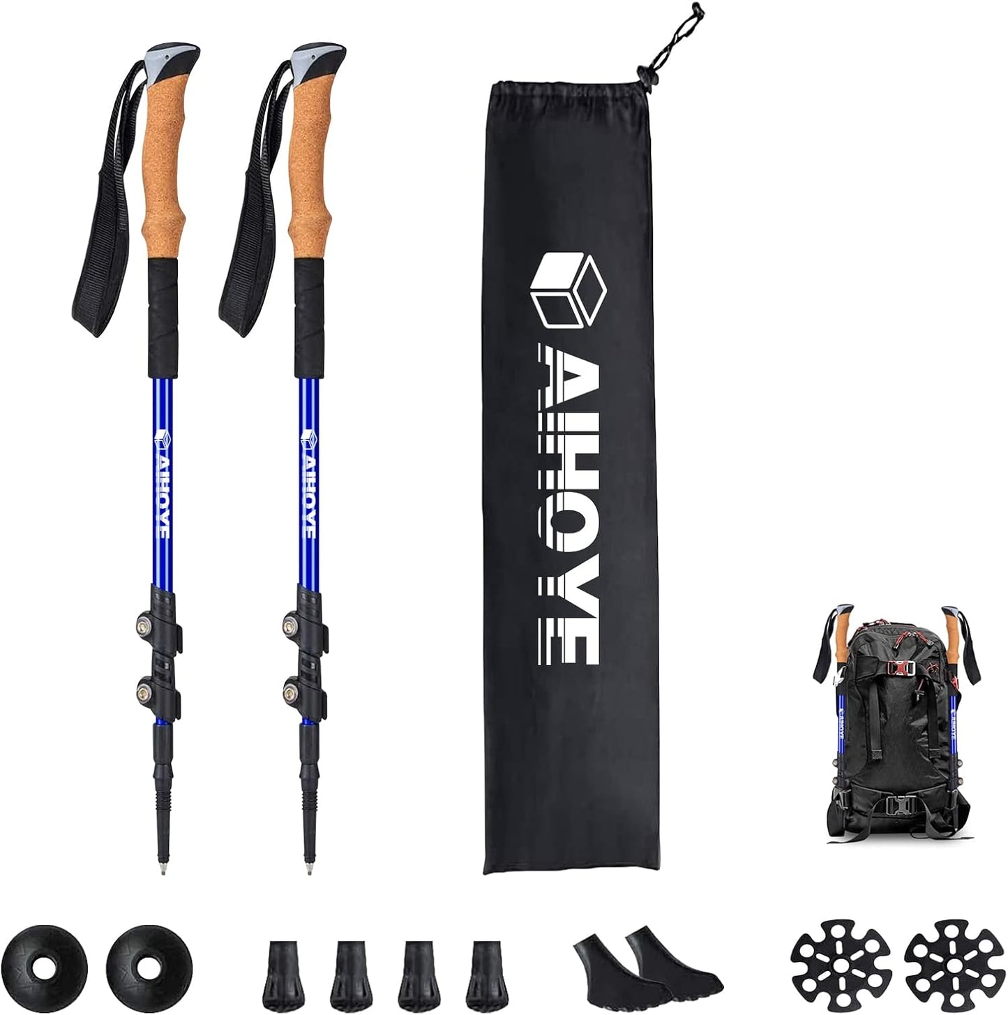 Aihoye Adjustable Trekking Poles - Lightweight Stability