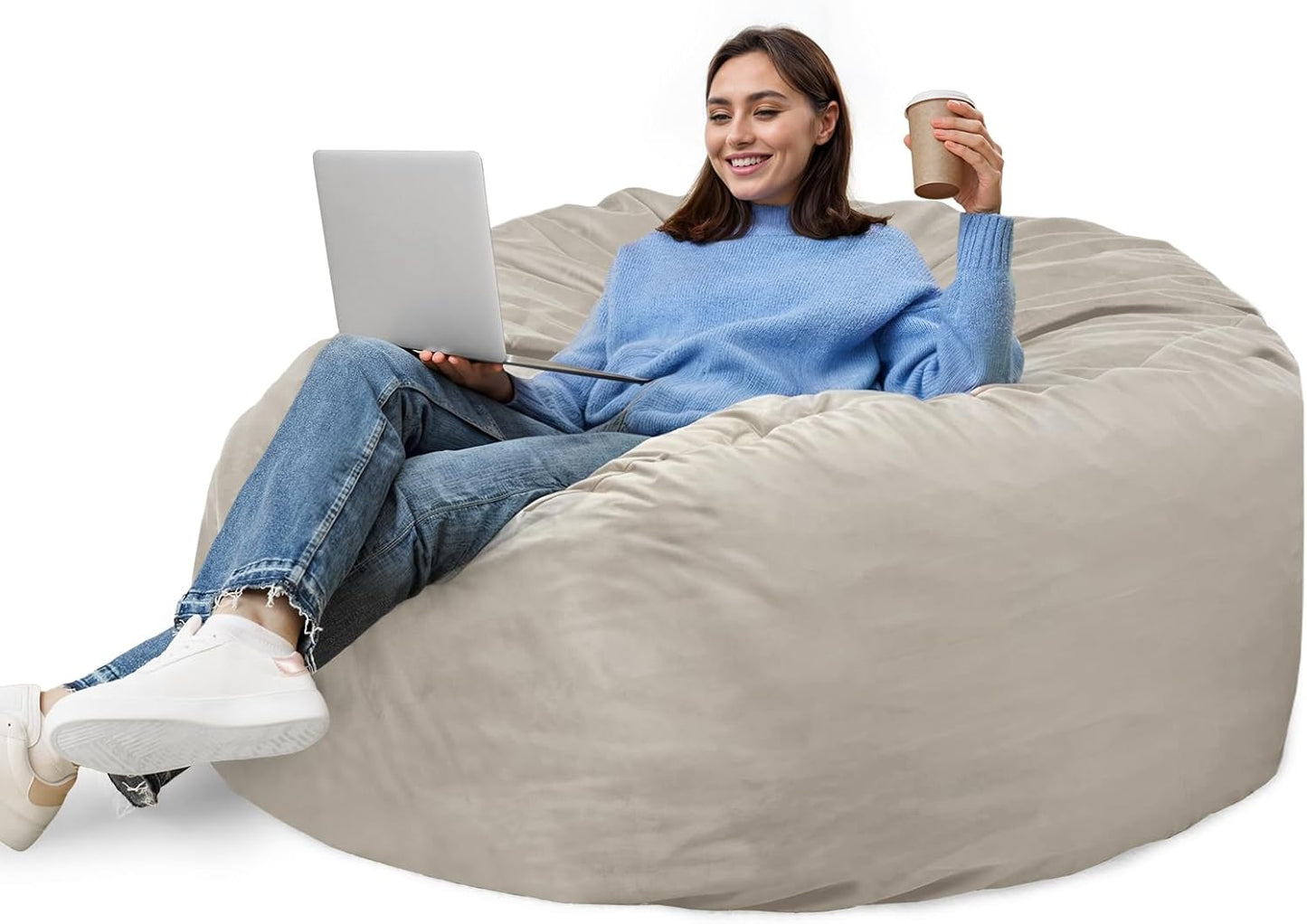 DUMOS Oversized Beanbag Chair: Comfy & Washable!