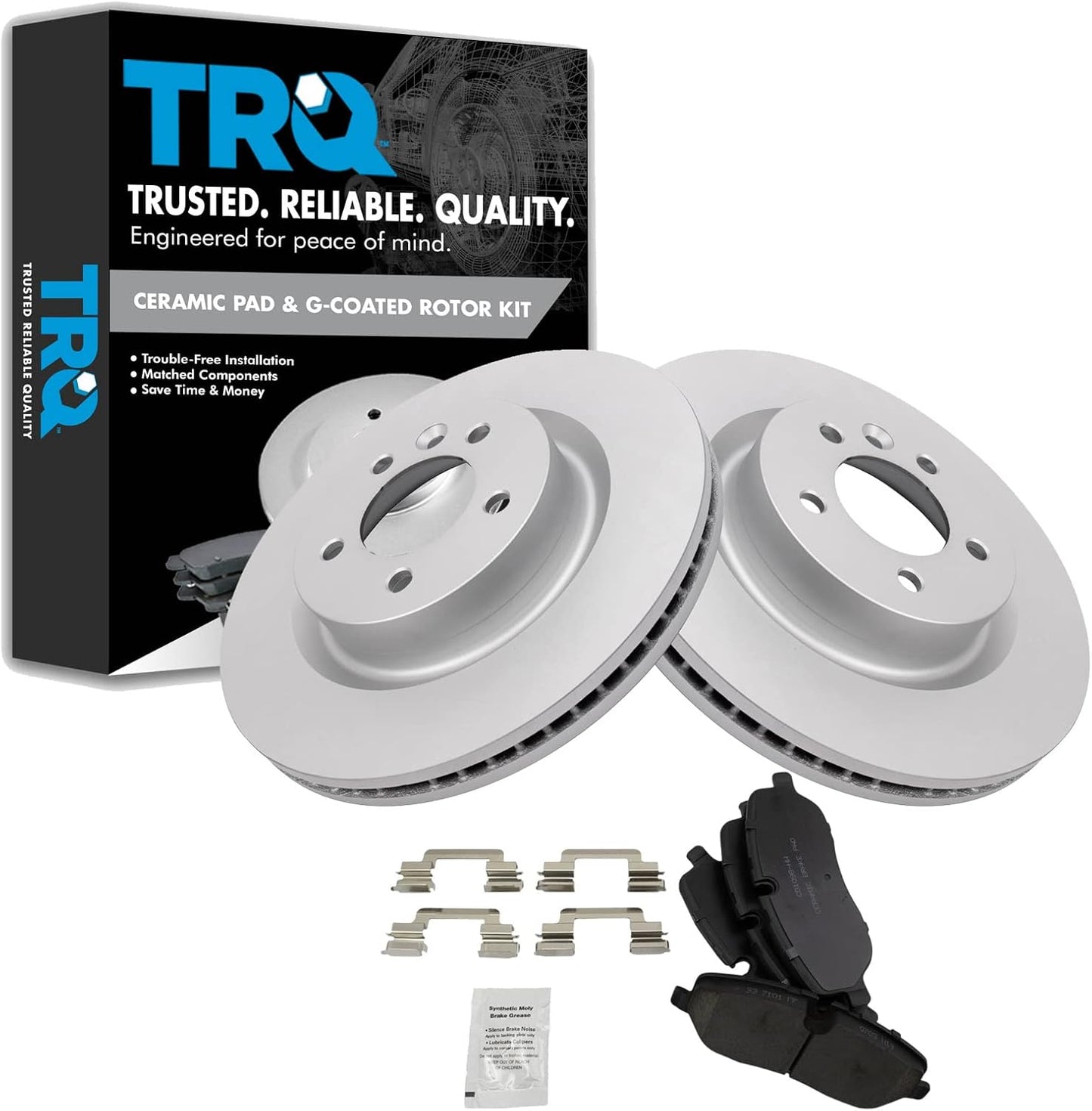 TRQ Front Brake Pad and Rotor Set for Land Rover LR3 & Sport