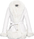 Faux Leather Jacket with Faux Fur Collar - Warm Mid Length Coat Coats