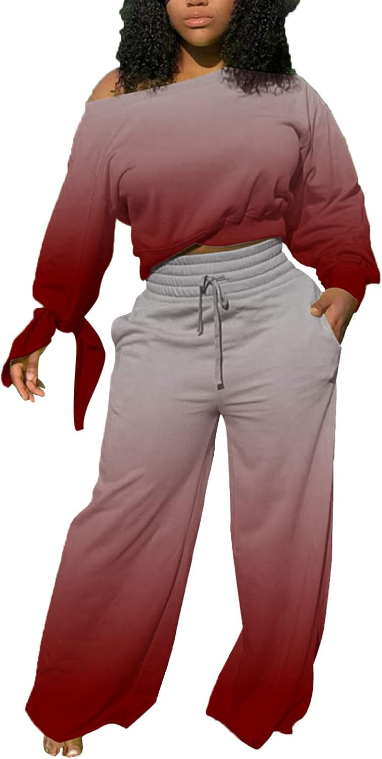 Casual 2 Piece Outfits for Women - Sexy Long Sleeve Sweatsuit