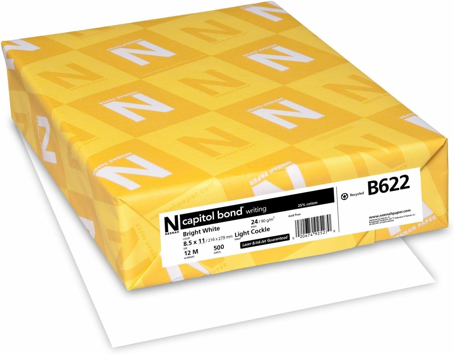 Neenah Capitol Bond Paper 8.5X11 24LB White 500 Sheets