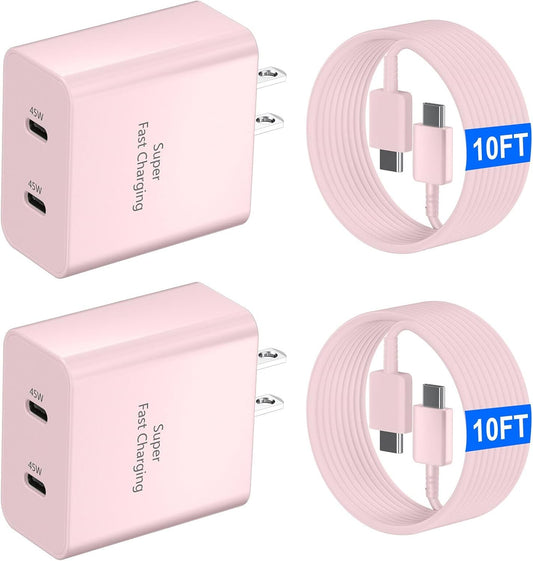 45W USB-C Super Fast Charger with 10FT Cable for Samsung Devices