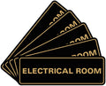 Standard Electrical Room Sign - Black/Gold Small 5 Pack - Clear ID