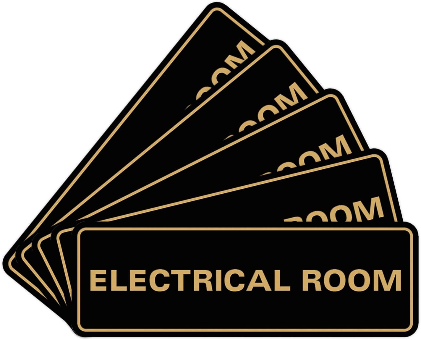 All Quality Standard Electrical Room Sign - Black/Gold - 5 Pack