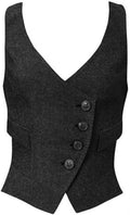 Women's Suit Vest Herringbone Tweed Slim Fit Waistcoat - Work & Event