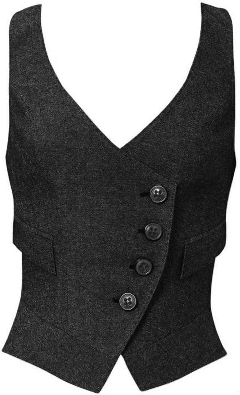 Women's Herringbone Tweed Suit Vest for Work and Casual Wear