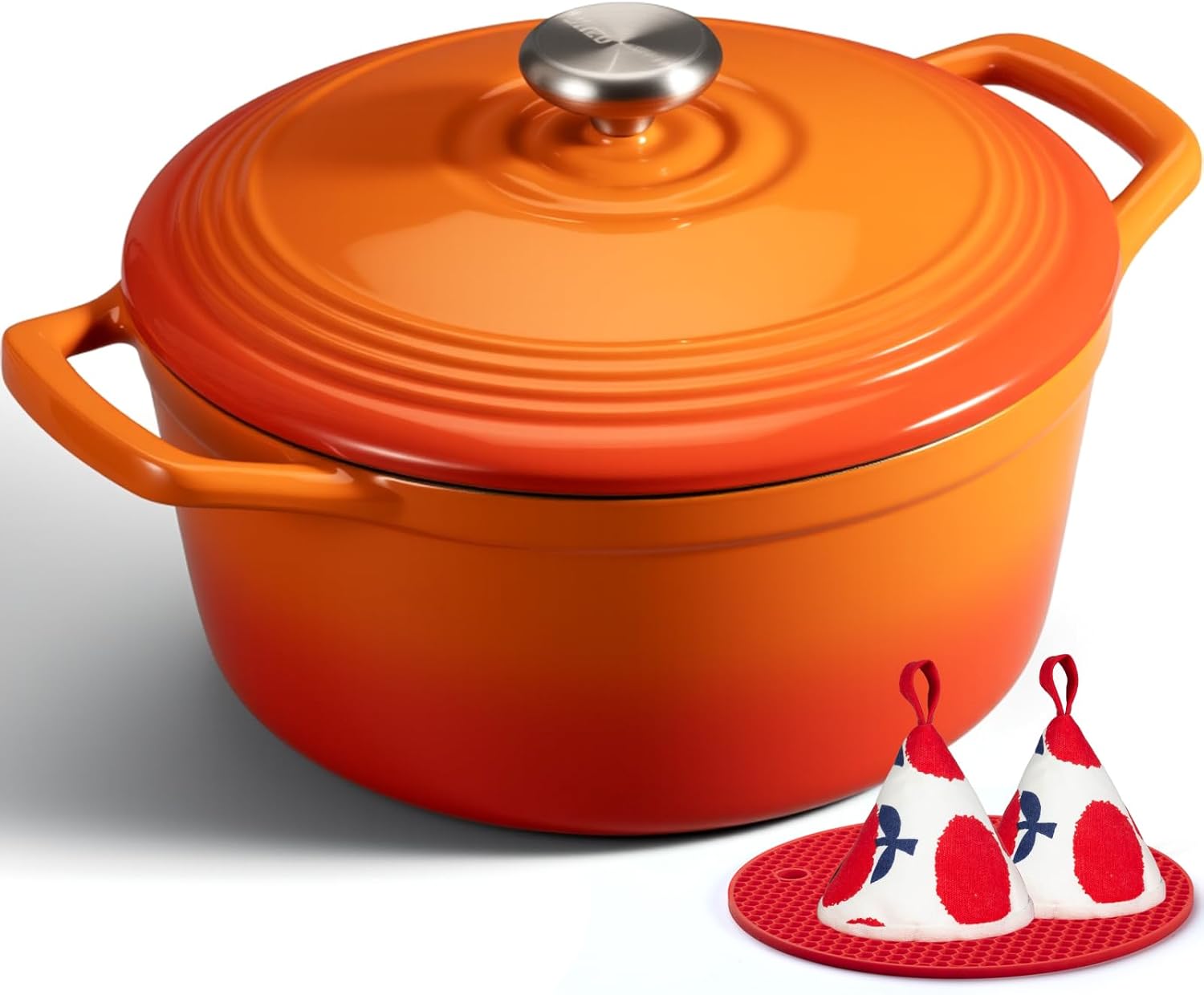 Overmont 5.5QT Enameled Cast Iron Dutch Oven for Cooking