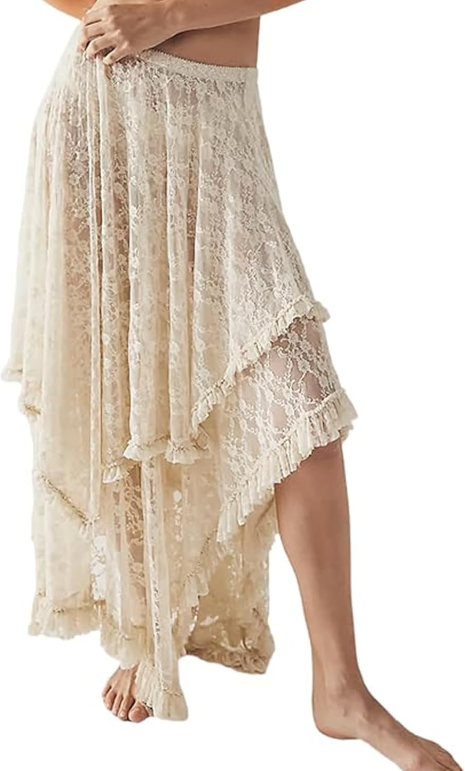 Yimoon Women's Floral Lace Long Skirts for Summer Beach Style