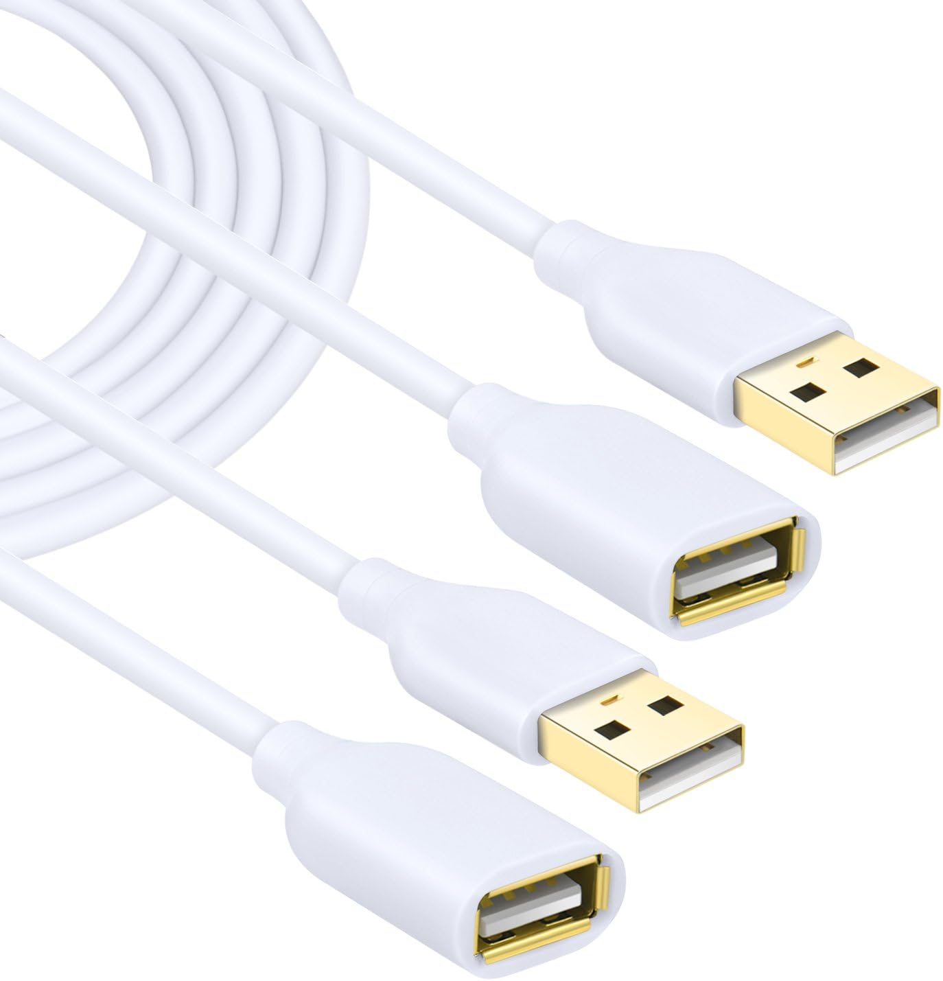Costyle White USB Extension Cable 2-Pack - Extend and Connect Efficiently!