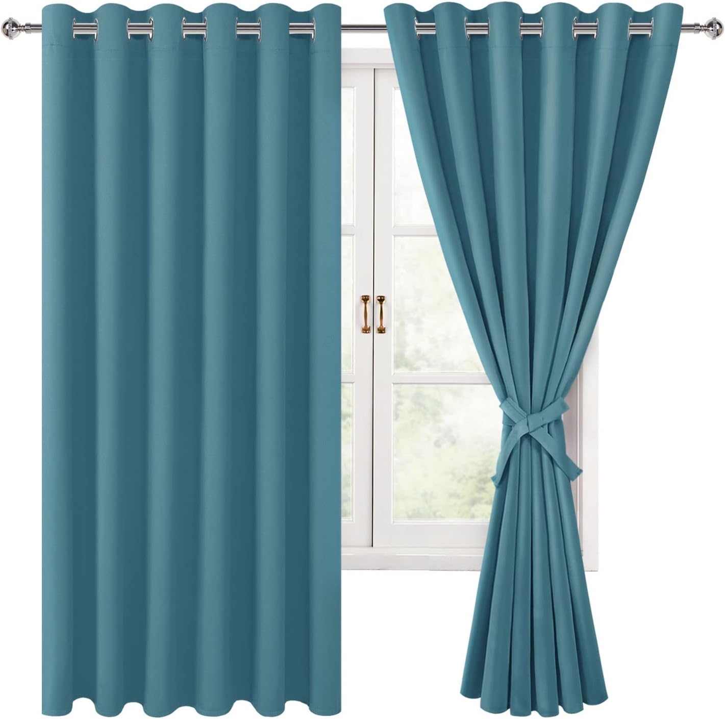 Thermal Blackout Curtains Set - Turquoise