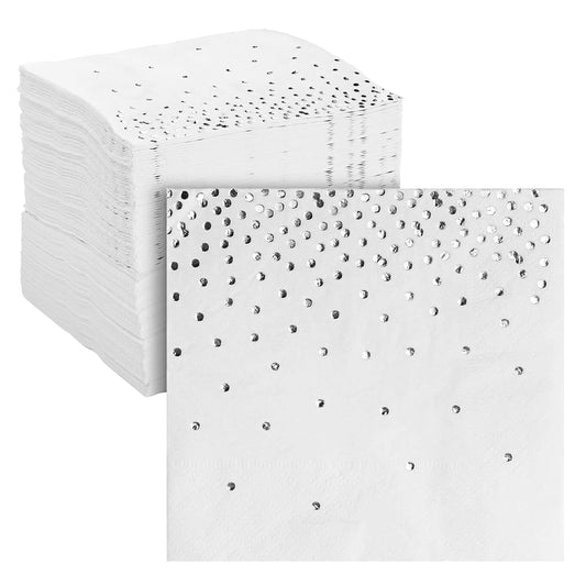 Juvale 3-Ply Silver Cocktail Napkins - 100 Pack