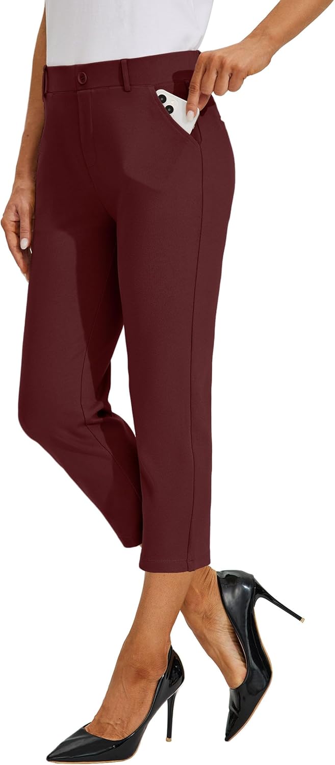 Willit Women's Capri Pants for Yoga and Office Casual Wear