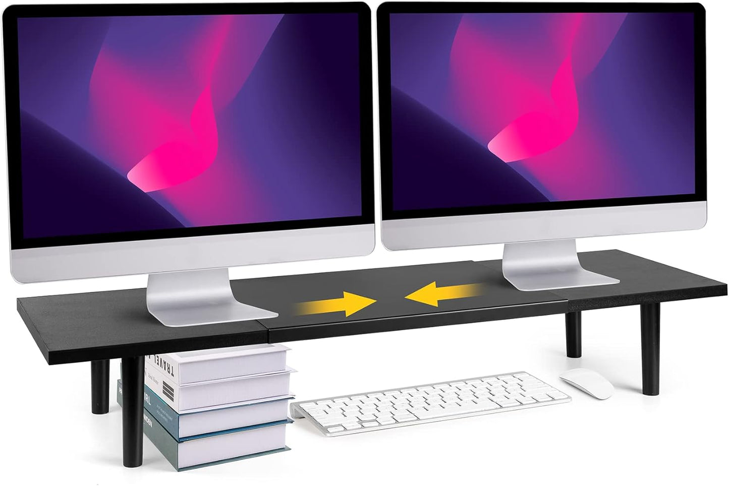 Organize & Elevate with Dual Monitor Riser Stand