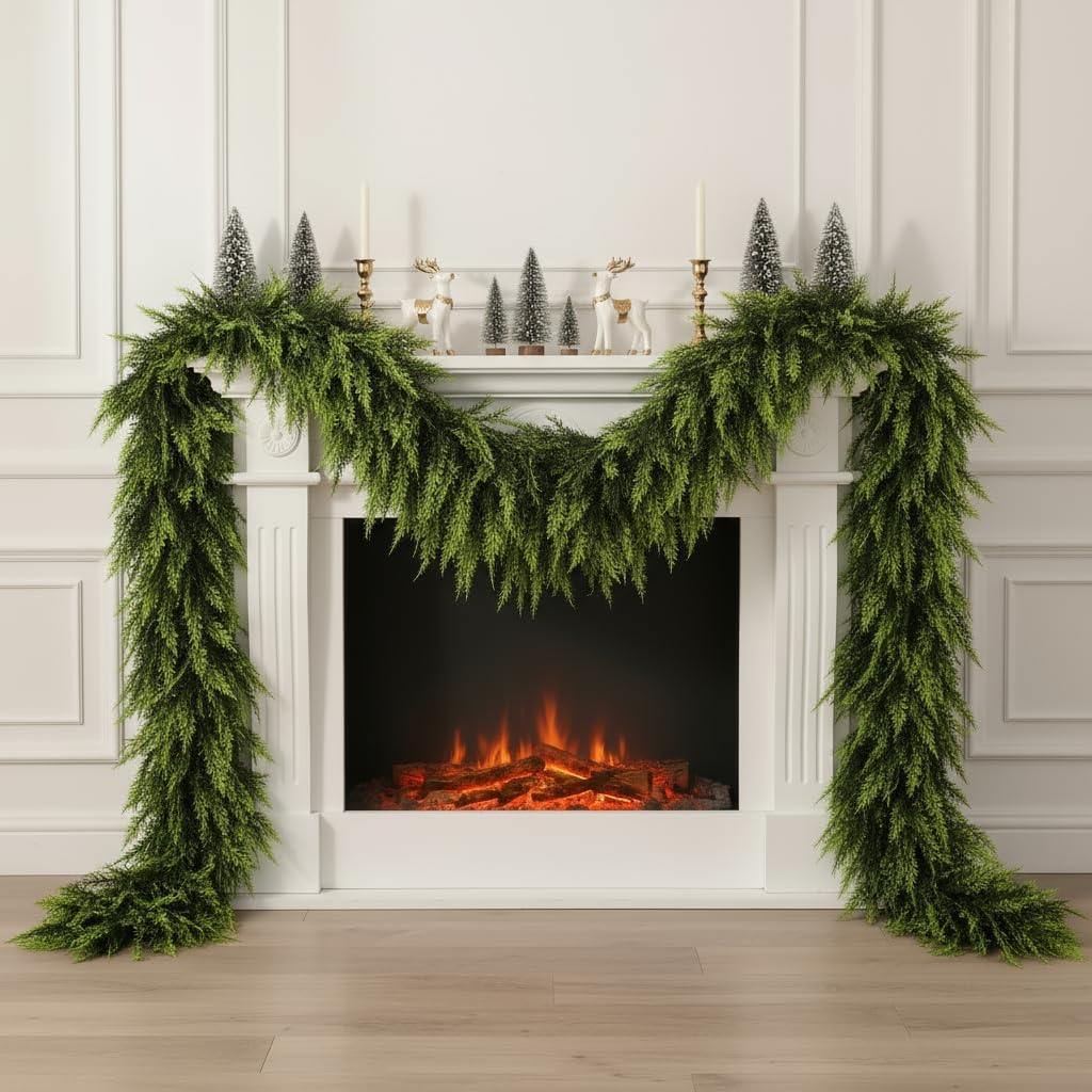9 FT Christmas Cedar Garland for Indoor and Outdoor Decor
