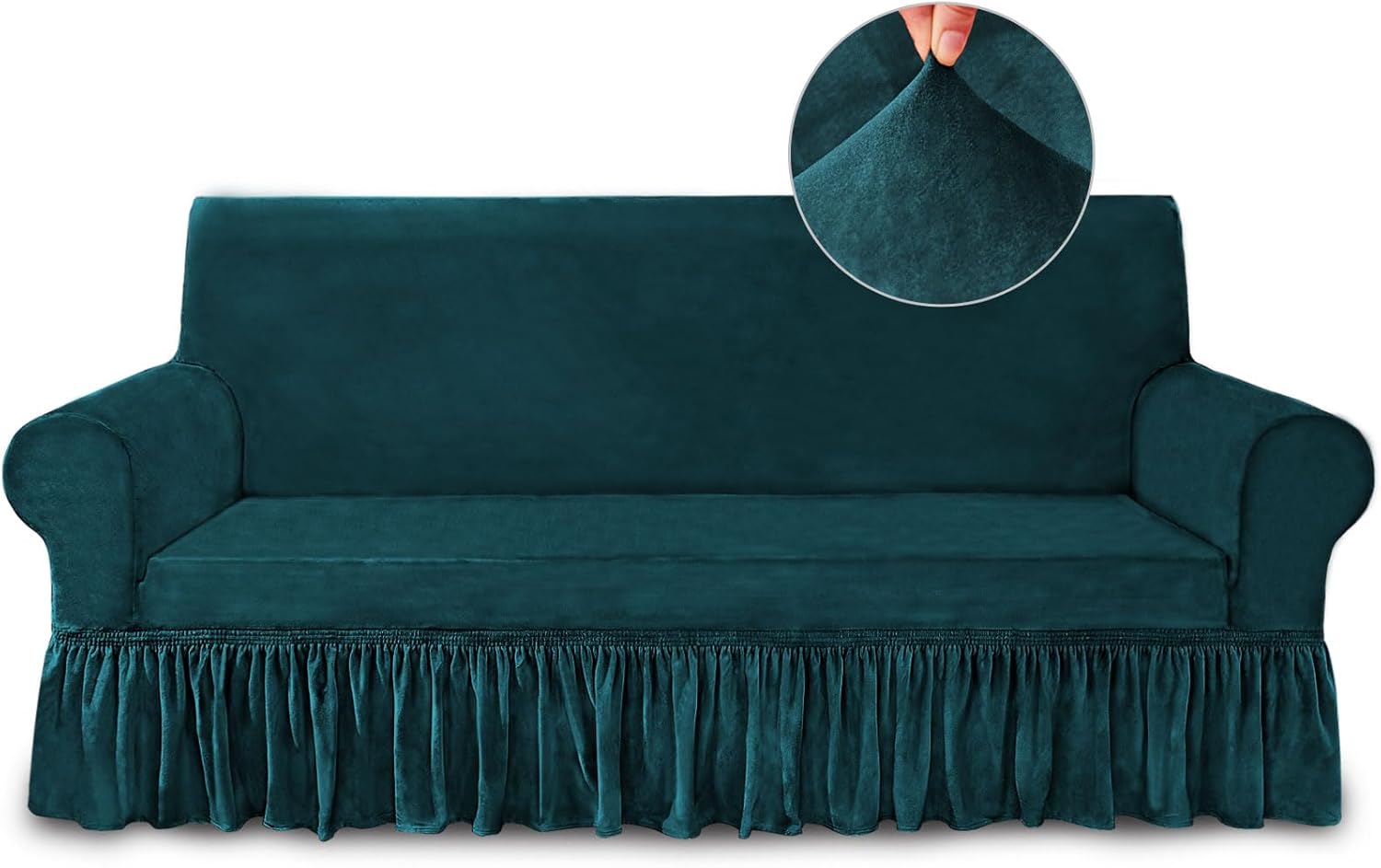 Super Soft Dark Teal Sofa Cover for Stretchable Couch Protection