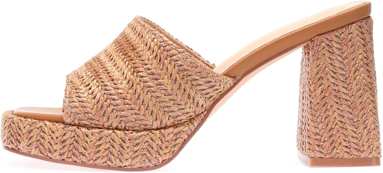 Monrovia Raffia Heeled Sandals: Stylish Summer Open Toe Slides