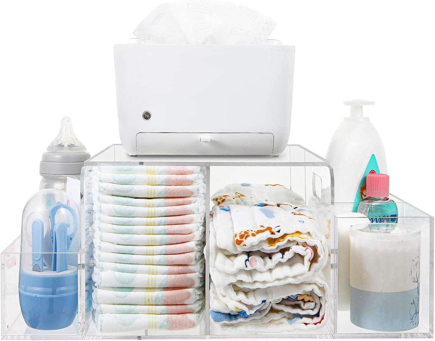 Acrylic Diaper Caddy - Clear Organizer for Baby Essentials