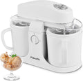 Pukomc Ice Cream Maker Machine for Home Use - Two Bowls, Easy Cleanup