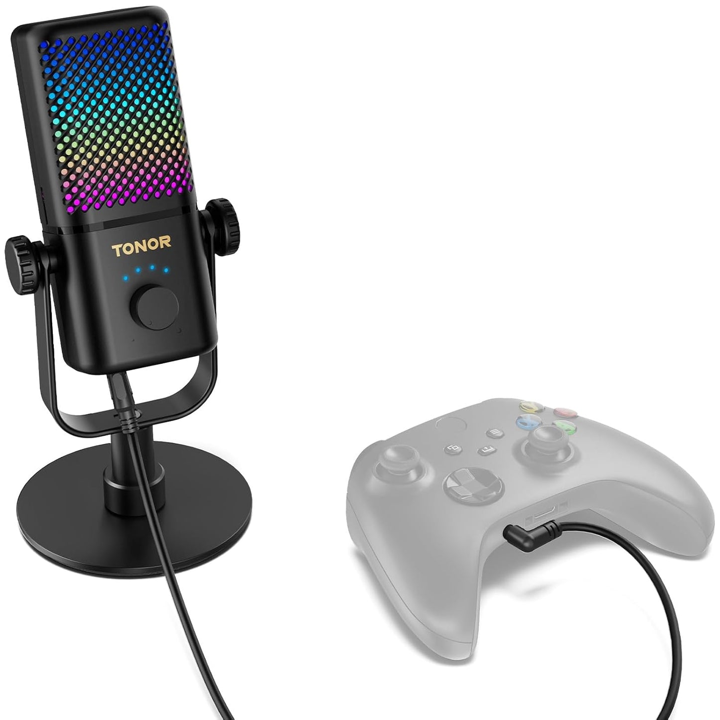 TONOR Gaming Microphone with RGB Lighting and 30H Battery Life