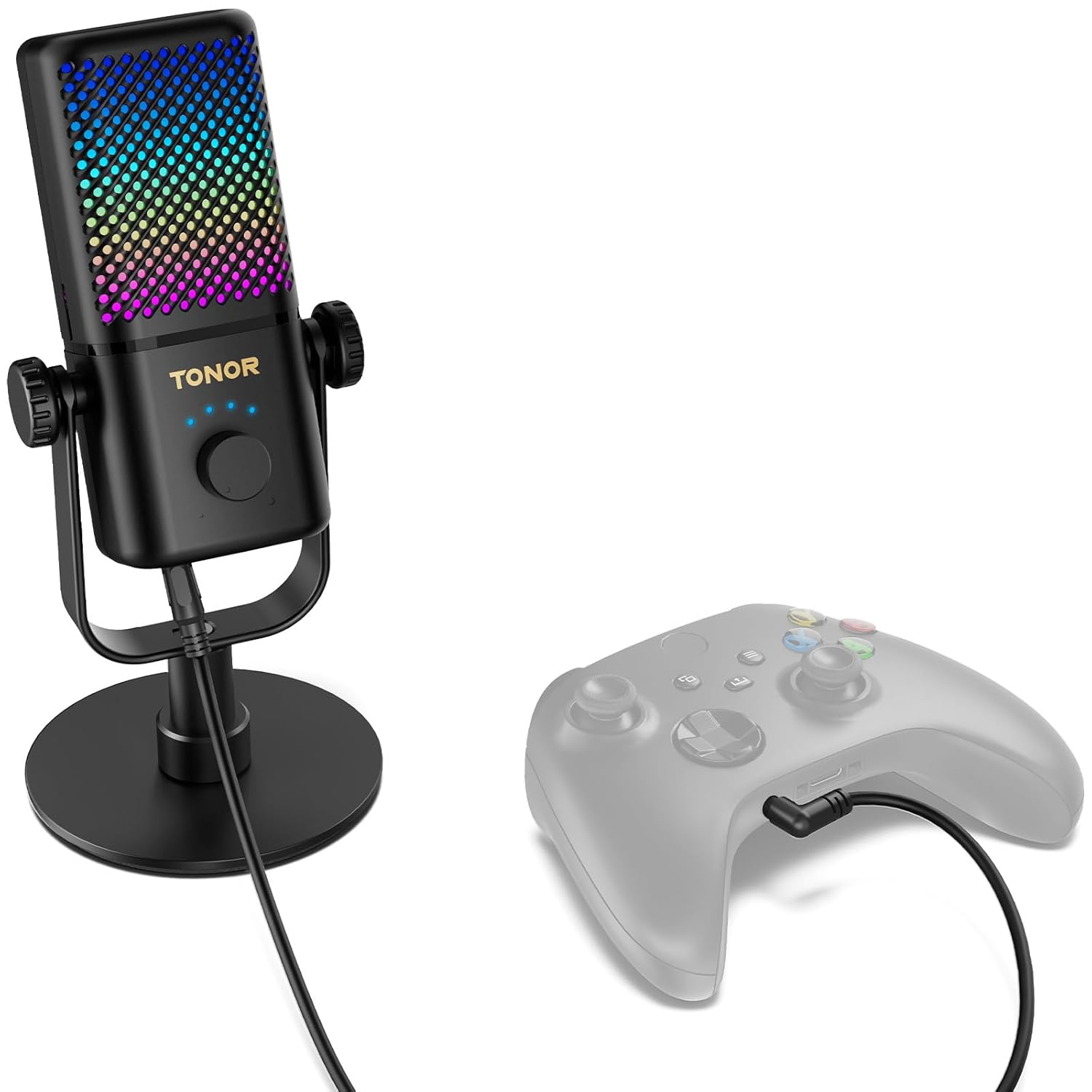 TONOR Gaming Microphone with RGB Lighting and 30H Battery Life