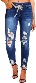 High Waist Skinny Stretch Ripped Jeans for Women - Plus Size Friendly