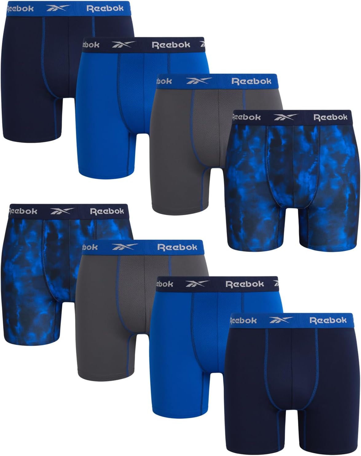 Reebok Mens Boxer Briefs 8 Pack for All-Day Comfort and Fit