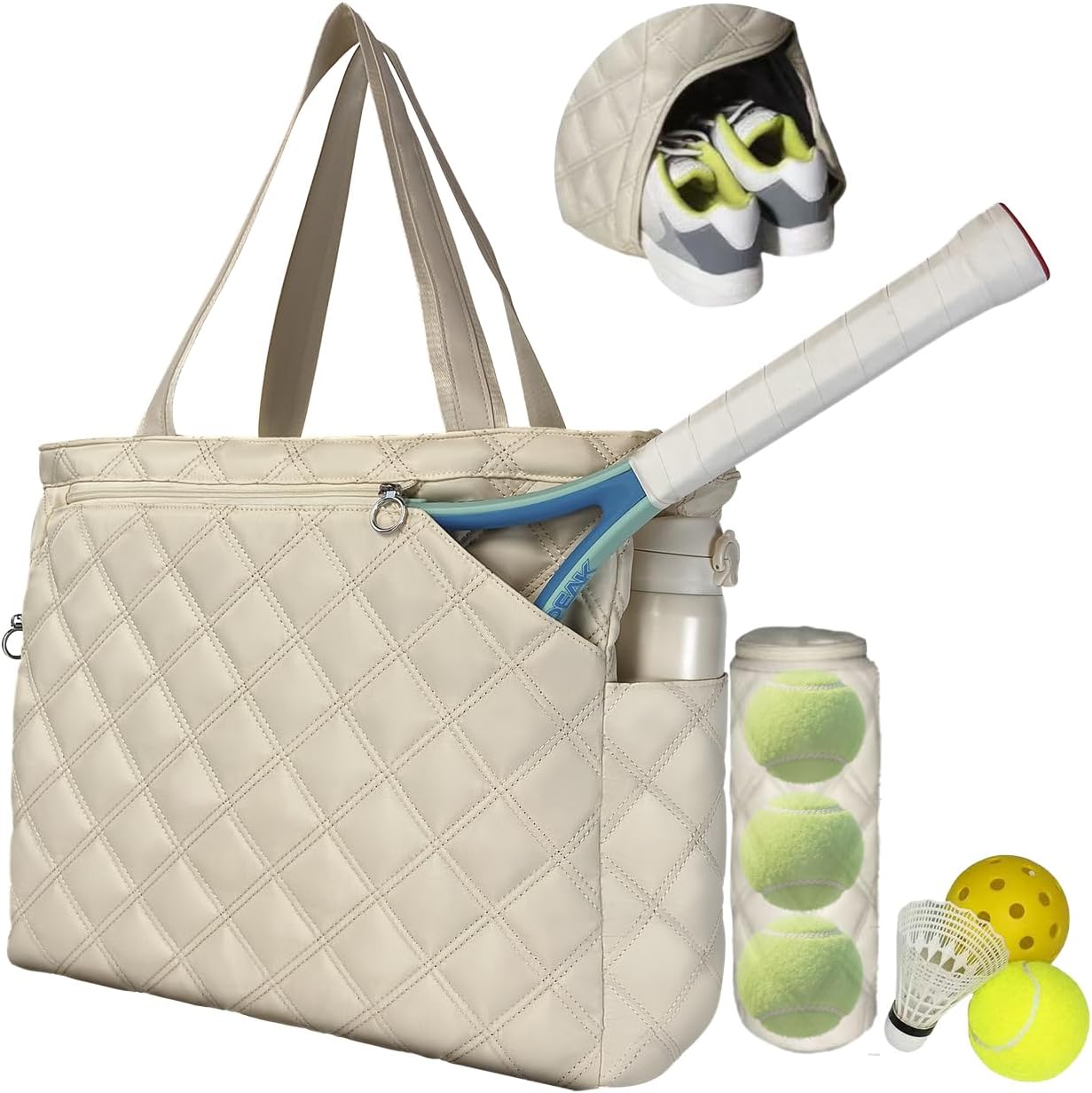 Tennis Tote Bags for Women with Shoe Compartment & Racket Storage