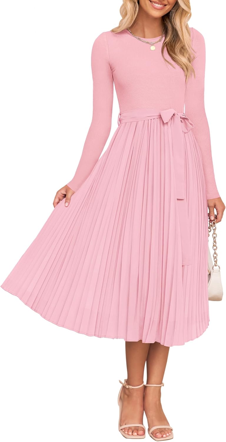ZESICA Women's Fall Long Sleeve Midi Dress for Every Occasion