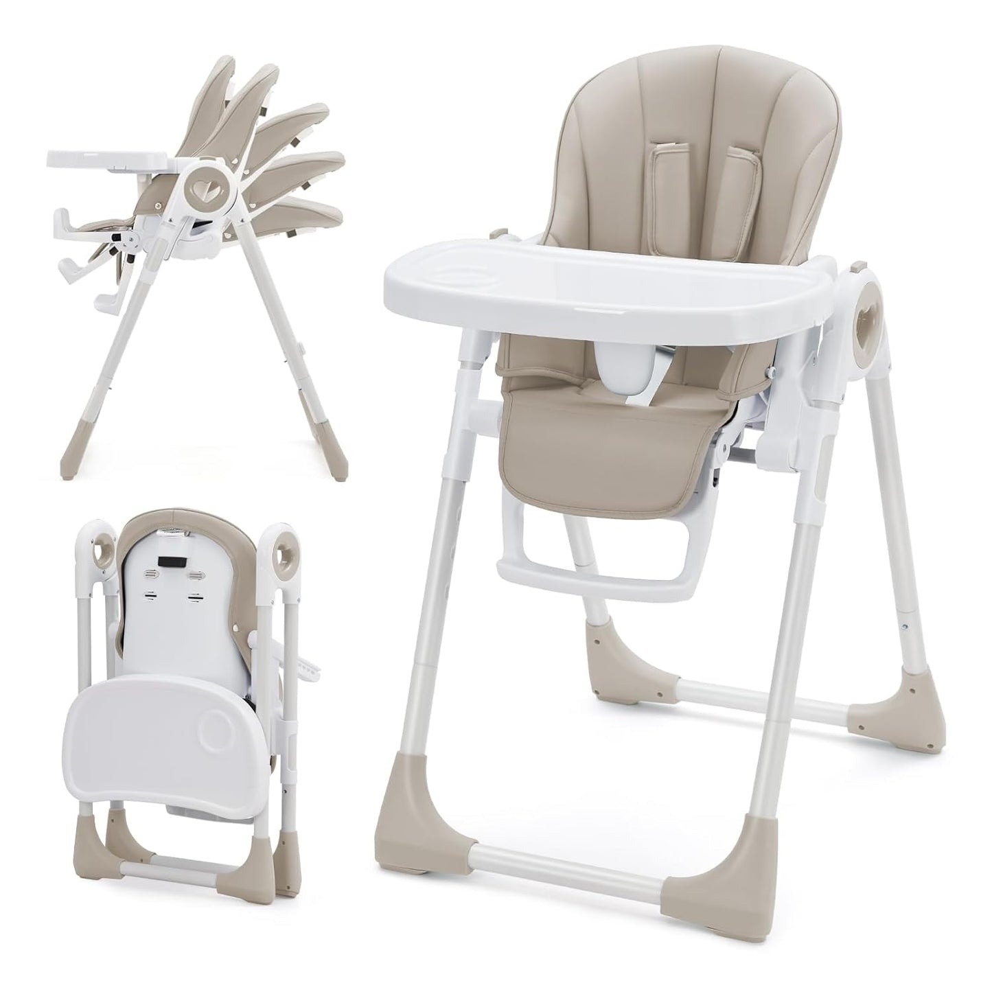 Adjustable Foldable Baby High Chair - Easy Clean & Space-Saving!