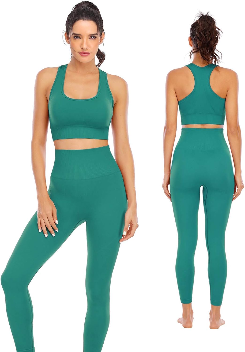High Waisted Seamless Leggings and Padded Sports Bra Set