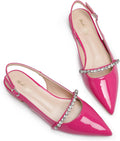 Elisabet Tang Women Slingback Rhinestone Pointed Toe Flats