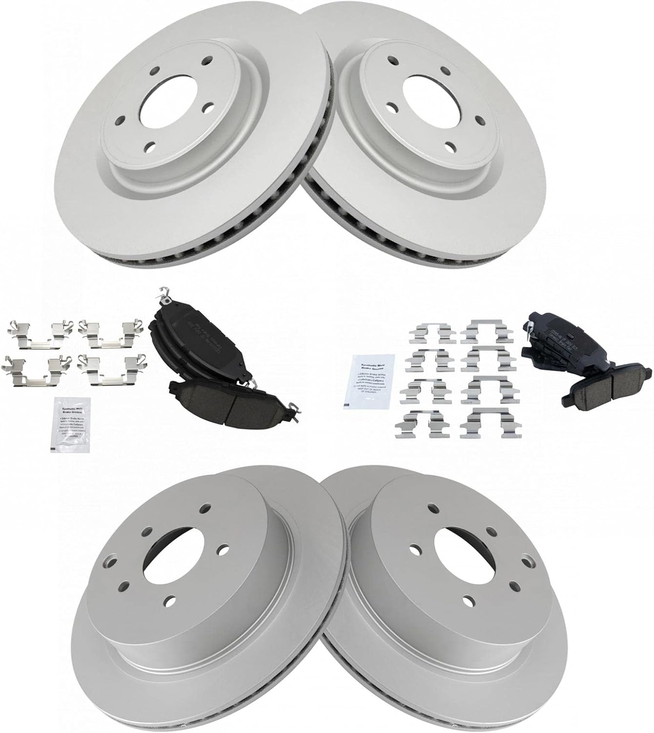 TRQ Front and Rear Brake Pad & Rotor Kit for INFINITI & Nissan