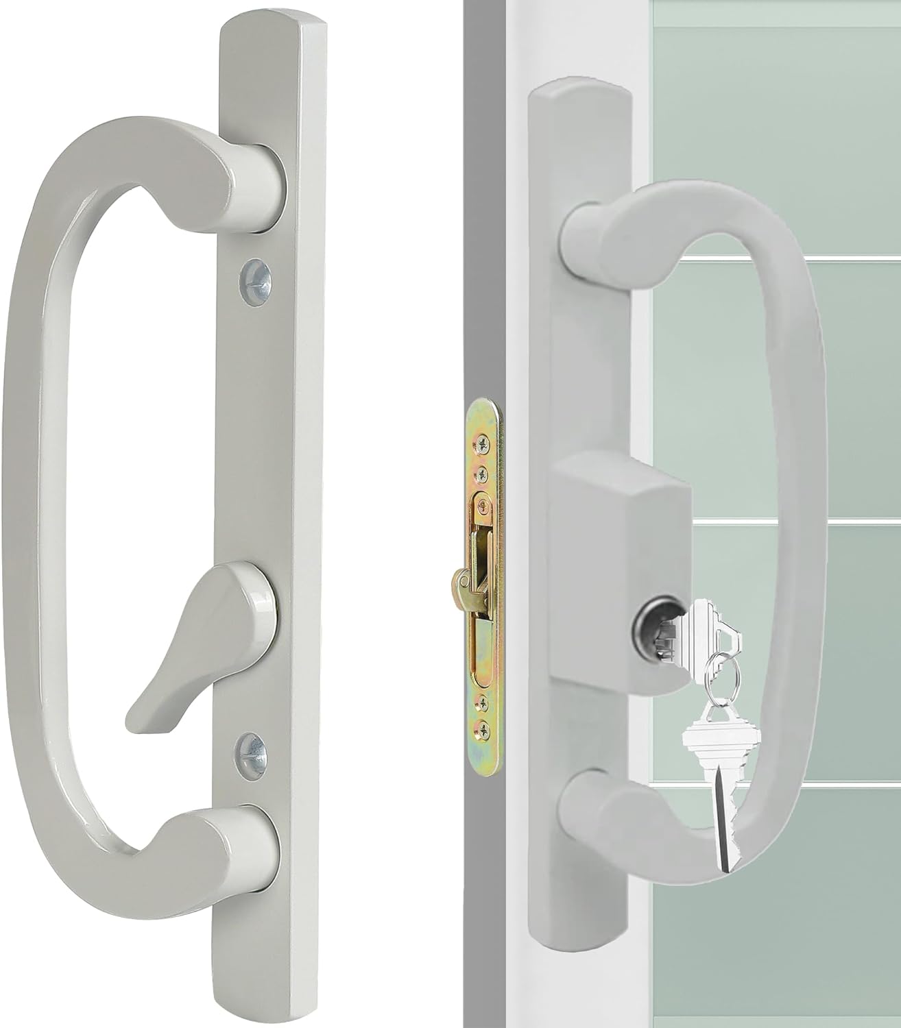 Offset Position Keyed Sliding Patio Door Handleset for Easy Use