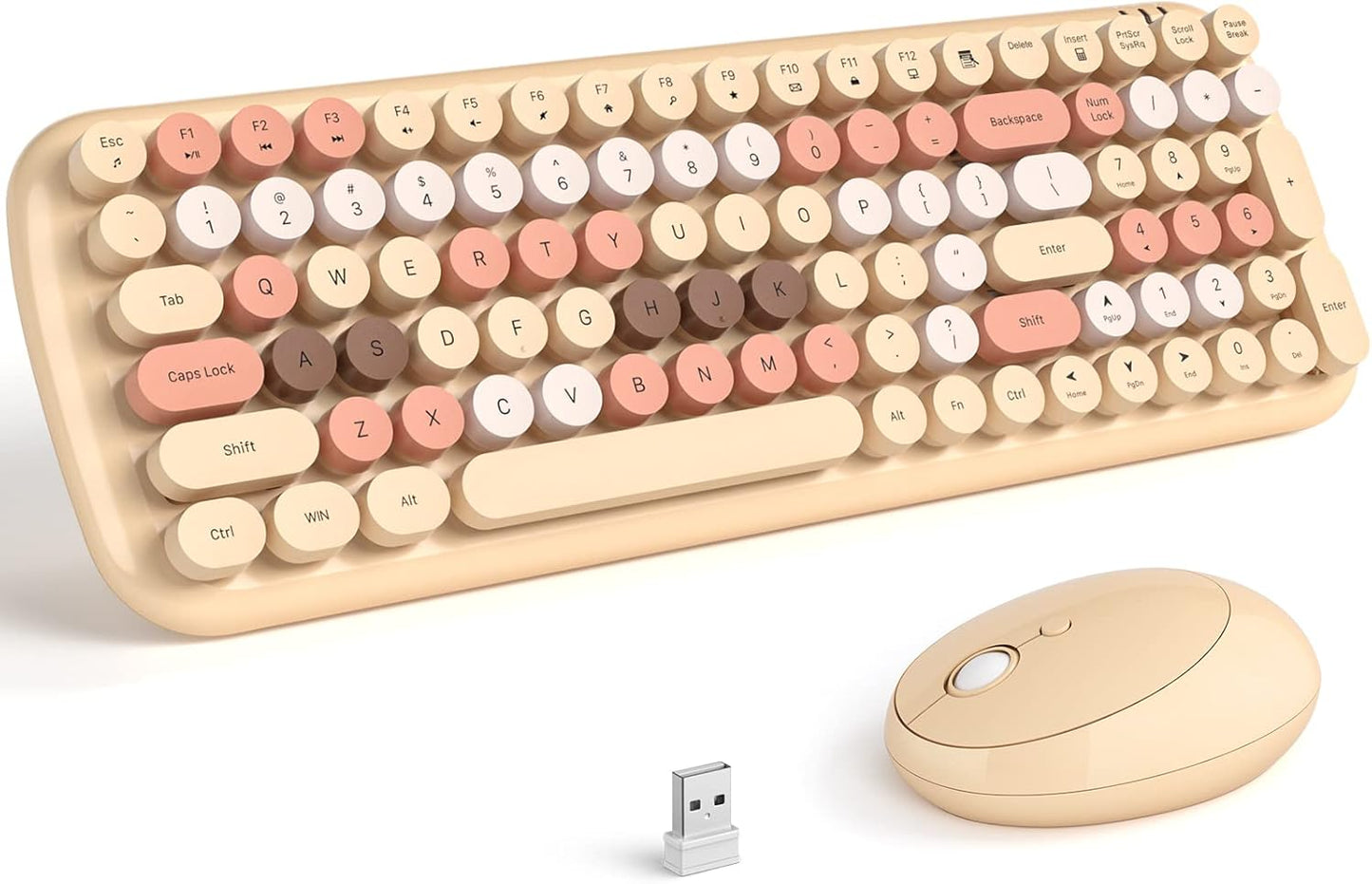 KNOWSQT Wireless Keyboard and Mouse Combo for Colorful Desks