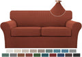 Turquoize 3 Piece Sofa Covers for 2 Cushion Couch Slipcover - Rust