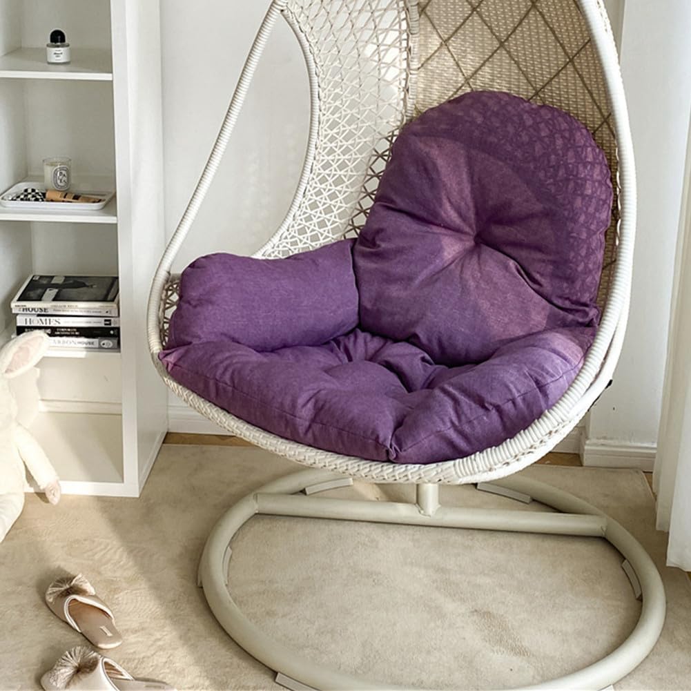 Plush Purple Swing Egg Chair Cushion - Outdoor Comfort
