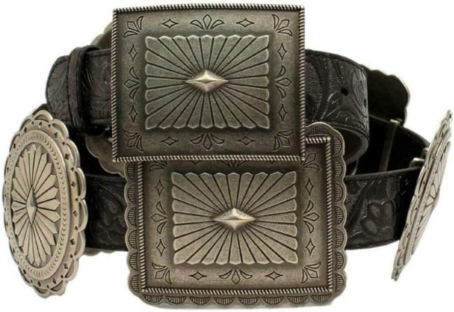M&F Western Women's Black Embossed Concho Belt for Stylish Looks