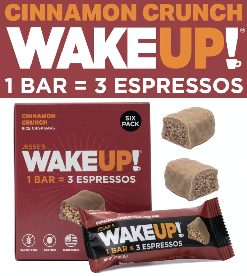 WakeUP! Cinnamon Crunch Protein Bars - Boost Focus 