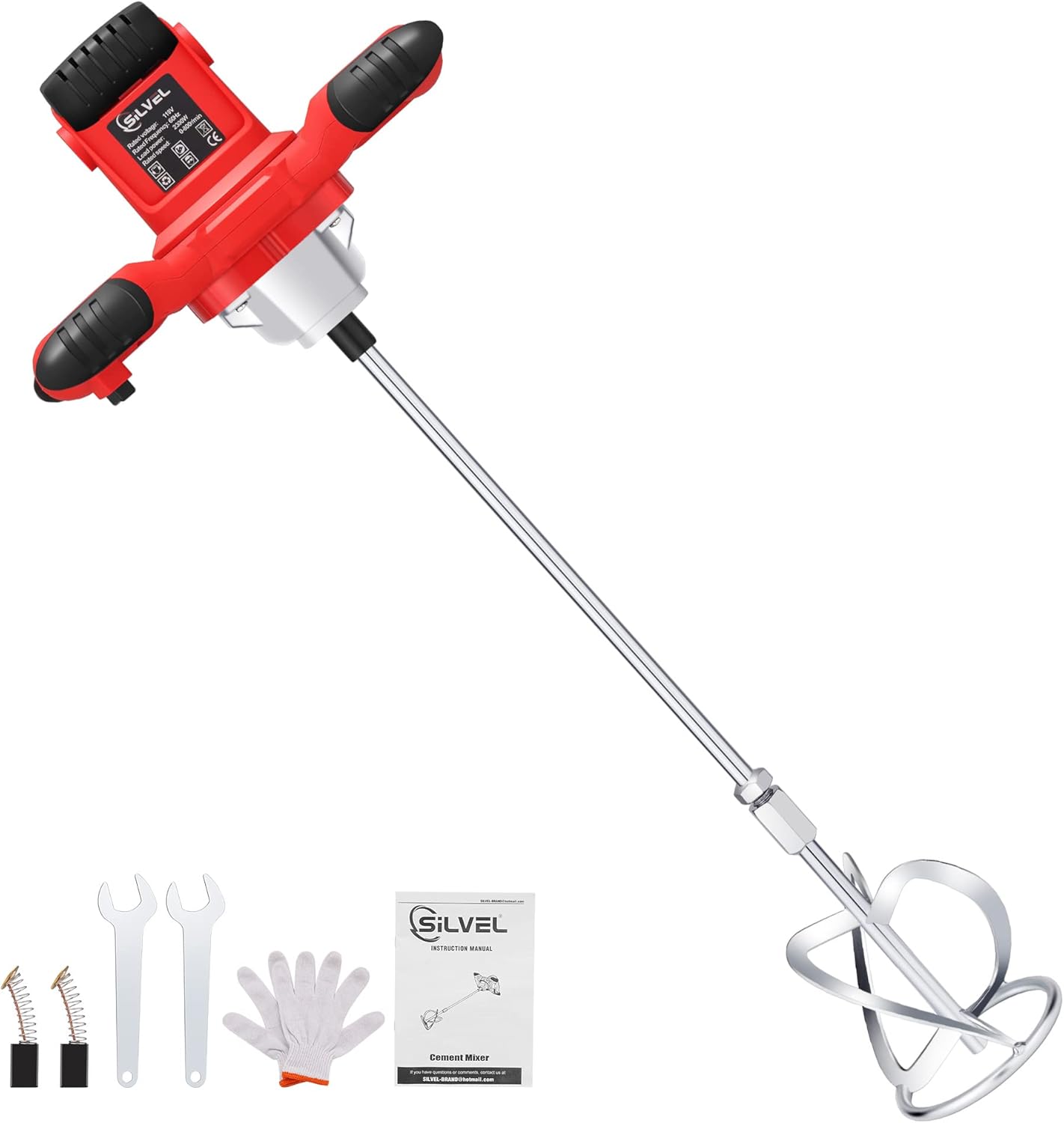 SILVEL Cement Mixer 2300W Handheld Electric Concrete Mixer
