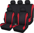 Flying Banner Car Seat Covers Full Set Black Red - Universal Fit
