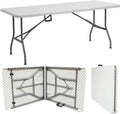 8ft Folding Table White Plastic Portable Foldable Table - Versatile