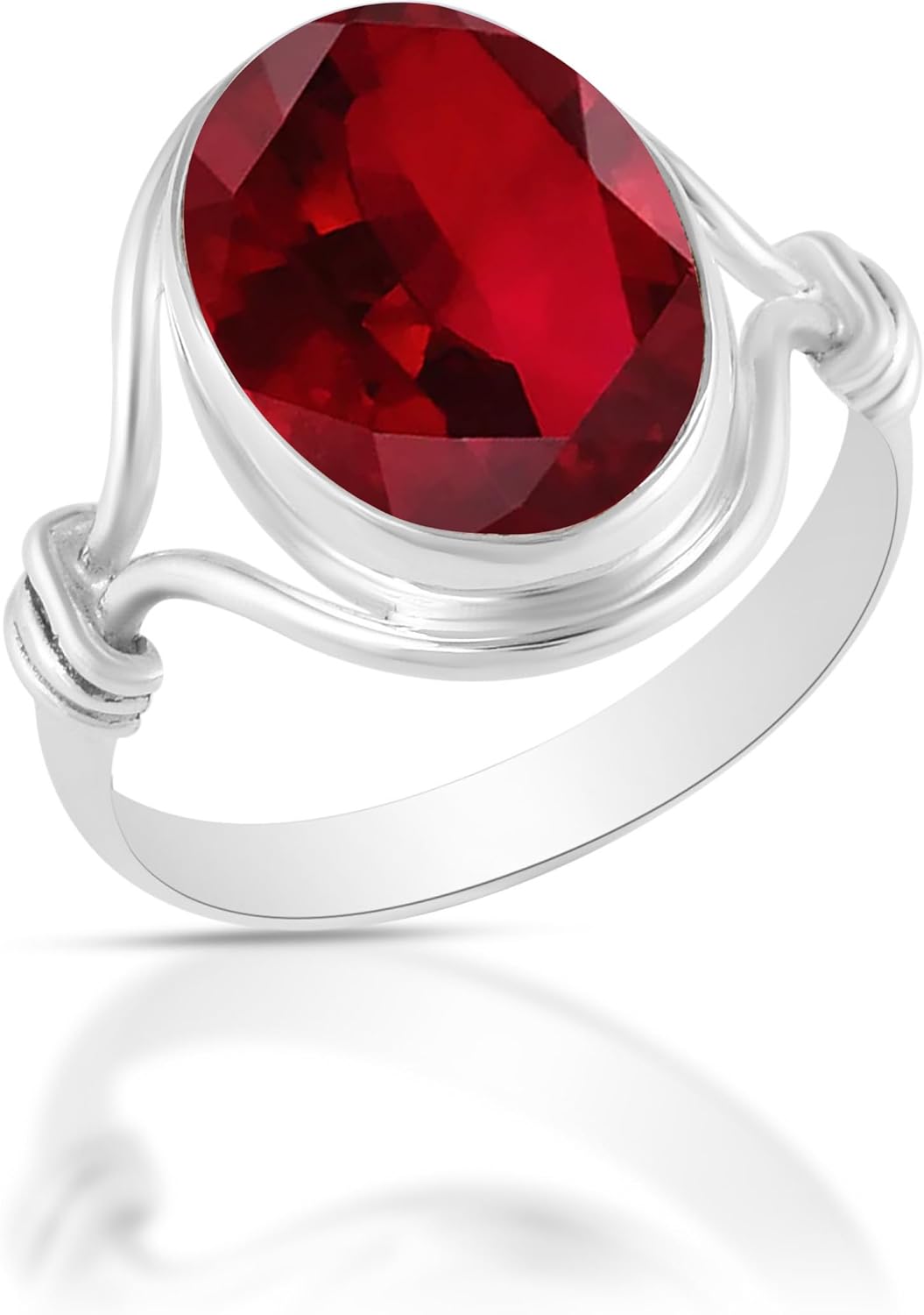 Solid 925 Sterling Silver Ring with Ruby Gemstone for Women