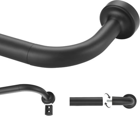 Black Curtain Rod for Windows 28 to 150 Inch with Unique Design